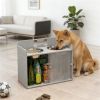 Elevated dog bowl with storage space, gray
