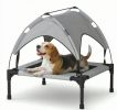 Raised Outdoor Pet Bed for Camping with Washable Breathable Mesh Elevated Dog Bed with Canopy 30 X 24 X 27