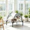 Raised Outdoor Pet Bed for Camping with Washable Breathable Mesh Elevated Dog Bed with Canopy 30 X 24 X 27