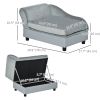 Light Grey Pet Sofa Couch Chaise Lounge Dog Bed with Storage Small Sized Sponge Cushioned Cat Bed