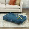 Raised Dog Couch with Comfortable Cushion, Pine Wood Legs, Foot Pads, for Large-Sized Dogs Indoor Use, Dark Blue